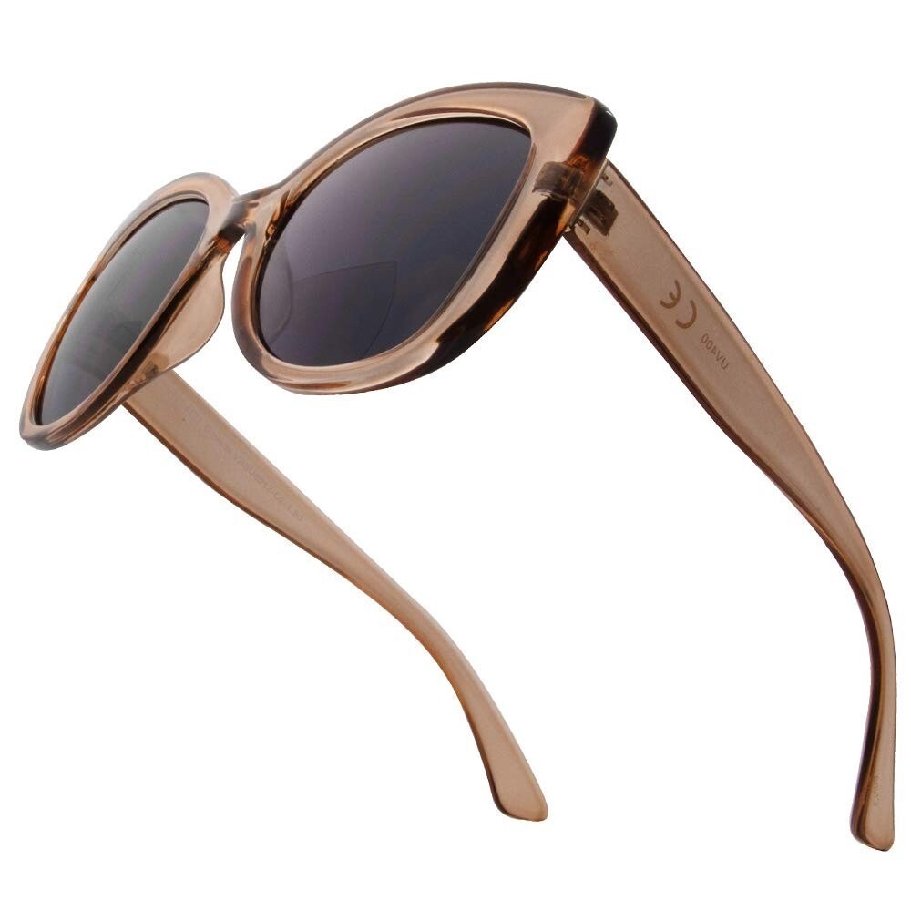 VITENZI Full Reader Sunglasses‎ Tinted Oversized Cat Eye Barletta Champagne 2.75